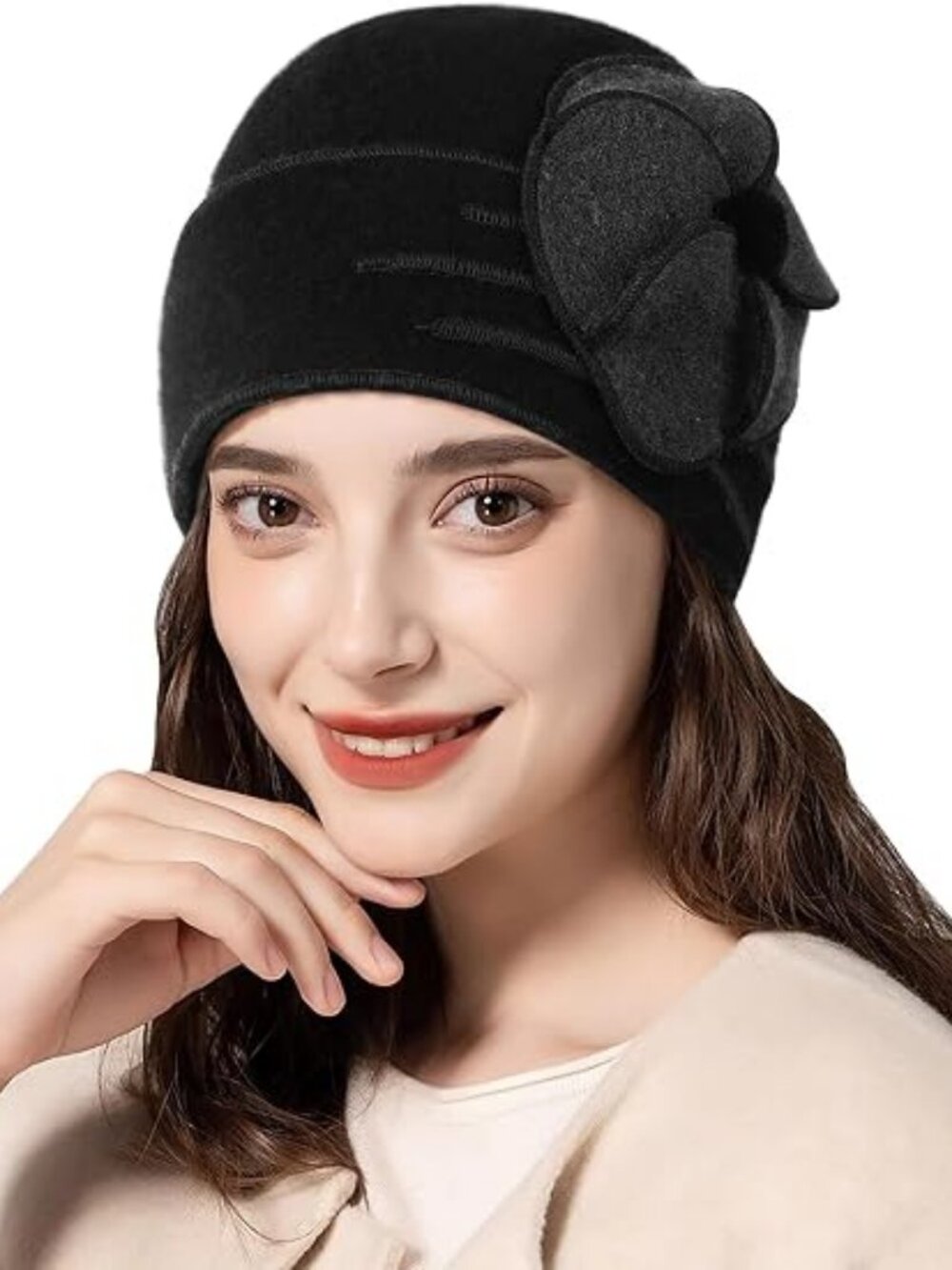 Sumolux Beanie Hats for Women Skull Cap Floral French Vintage 1920s